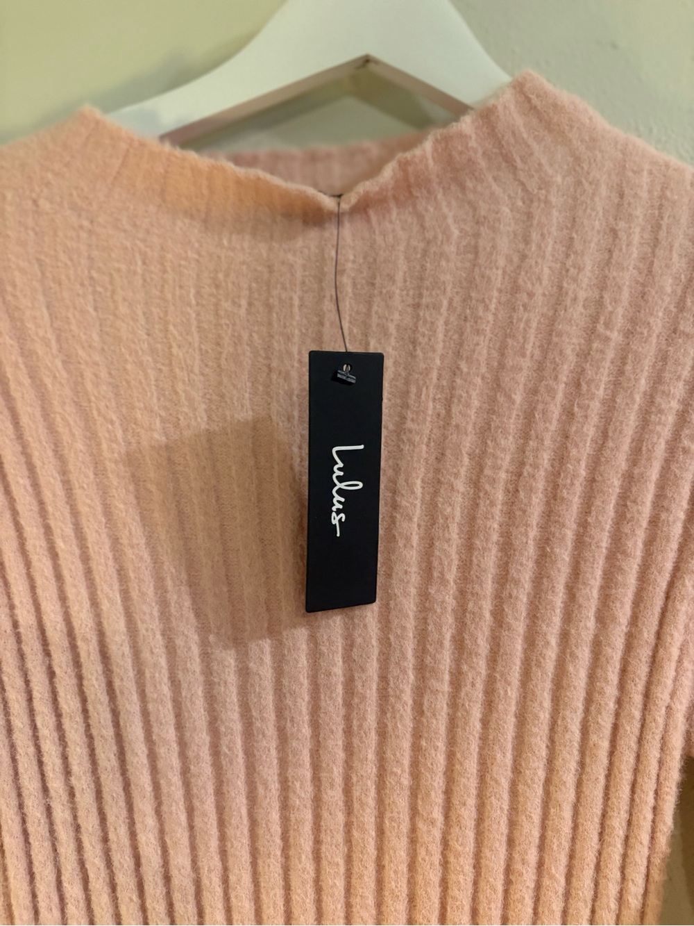 NWT Lulu's Soft Irresistible Feelings Light Pink Fuzzy Knit Midi Sweater Dress - Picture 6 of 12